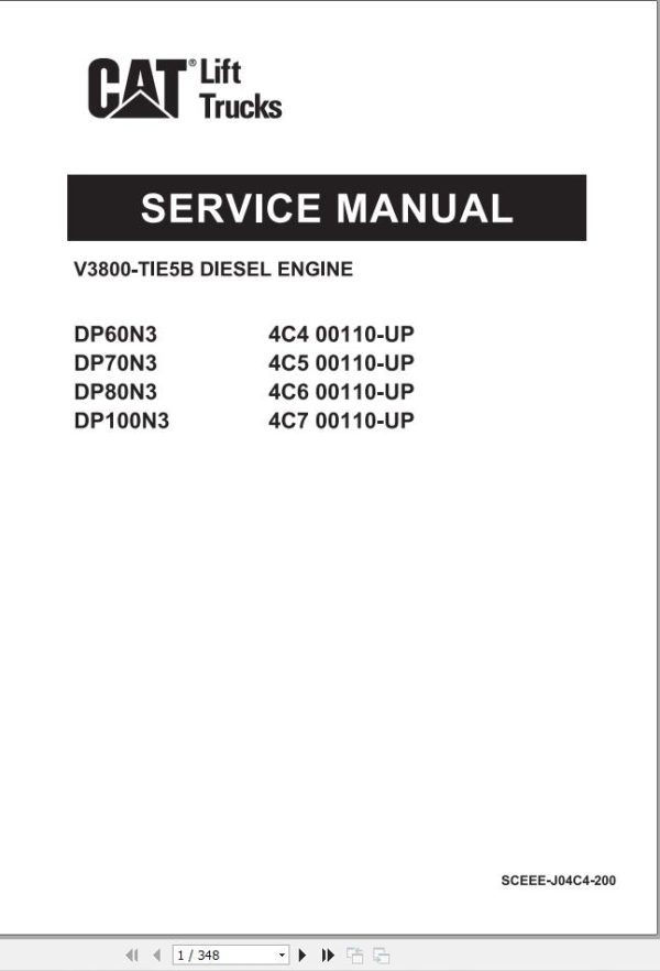 CAT Forklift DP60N3 DP70N3 DP80N3 DP100N3 Operation Service Manual 03.2023 2