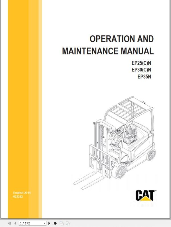 CAT Forklift EP25N EP25CN EP30N EP30CN EP35N Operation Service Manual 07.2023 1