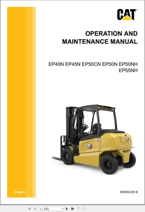 CAT Forklift EP40N EP45N EP50CN EP50N EP50NH EP55NH Operation Service Manual 10.2023 1