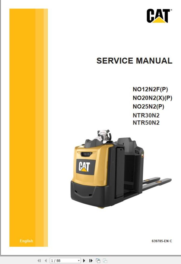 CAT Forklift NO12N2FP NO20N2P NO25N2P Operation Service Manual 03.2024