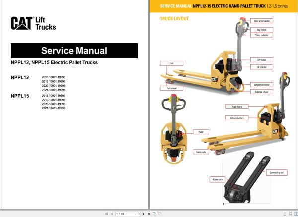 CAT Forklift NPPL12 NPPL15 Service Manual 08.2020