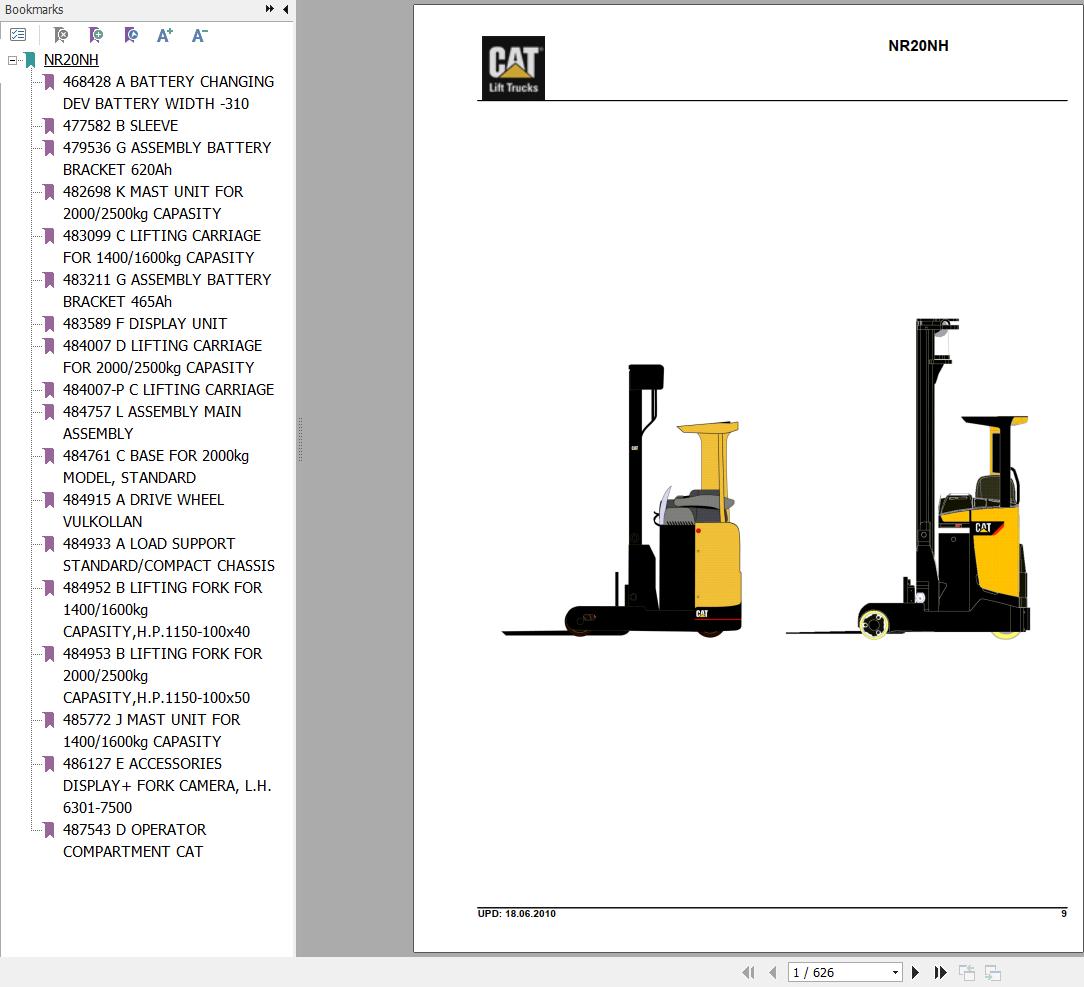 CAT Forklift NR20NH Parts Catalog 03.2021