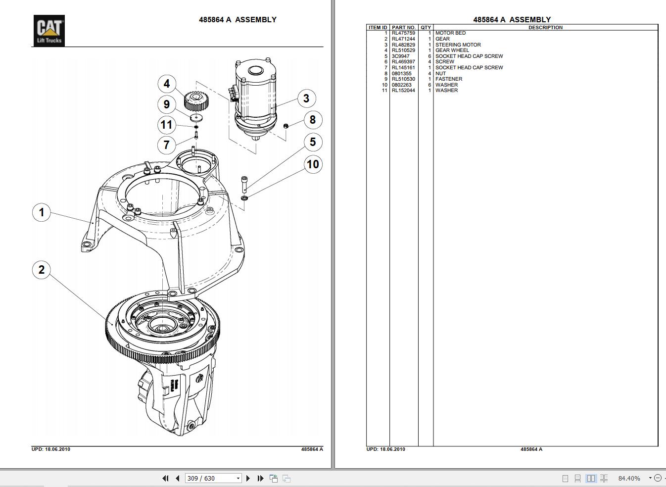 CAT Forklift NR25NH Parts Catalog 03.2021