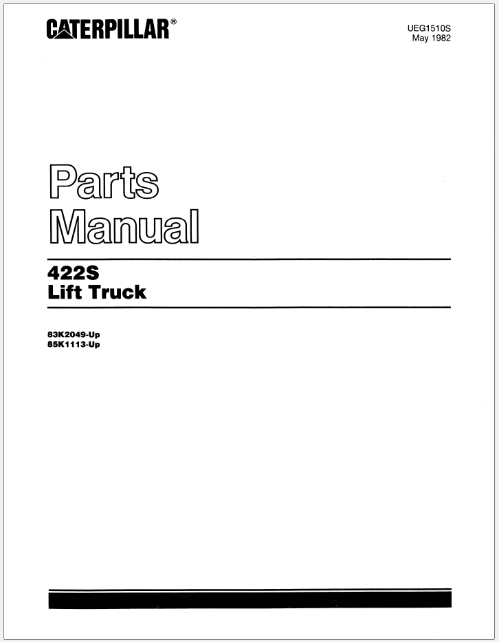 CAT Lift Truck 422S Service Data Parts Manual 03.2020