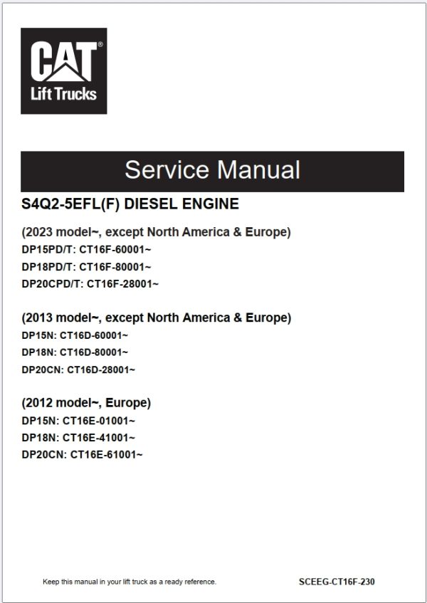 CAT Lift Truck DP18PT Service Manual 04.2024