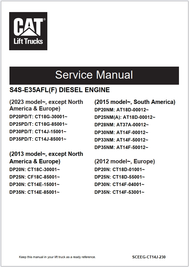 CAT Lift Truck DP35PT Service Manual 04.2024