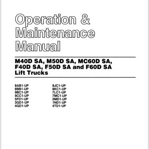 CAT Lift Truck F60D Parts Operation Service Manual 03.2022