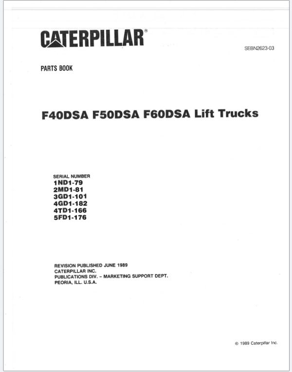 CAT Lift Truck F60D Parts Operation Service Manual 03.2022 1