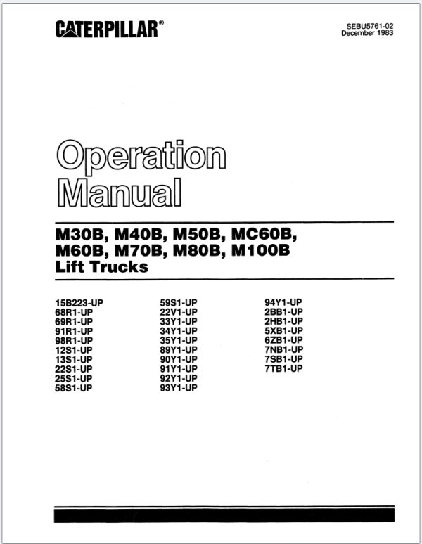 CAT Lift Truck MC60B Service Data and Operation Manual 04.2020