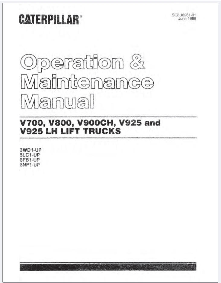 CAT Lift Truck V925 LH Parts Operation Service Manual 04.2022