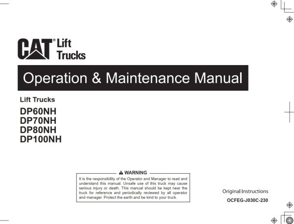 CAT Lift Trucks DP60NH Operation Maintenance Manual 11.2023