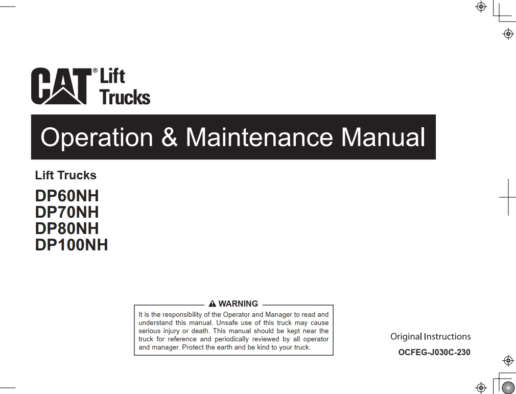 CAT Lift Trucks DP60NH Operation Maintenance Manual 11.2023