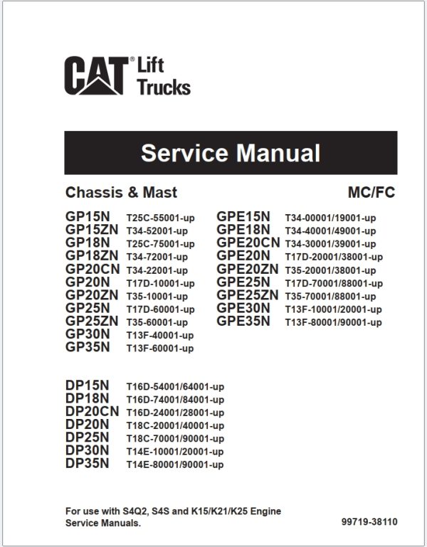CAT Lift Trucks GP15N to GP35N DP15N to DP35N Operation Service Manual 02.2024 1