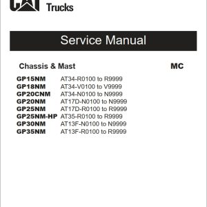 CAT Lift Trucks GP15NM to GP30NM Operation Service Manual 06.2023