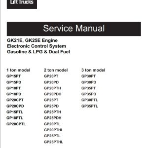 CAT Lift Trucks GP20CPD GP20CPT GP20PDH GP20PTH GP20PTH GP25PDH GP25PTH Service Manual 04.2024