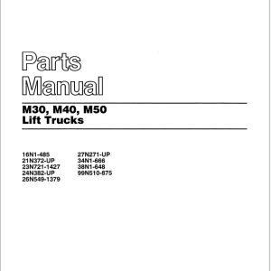 CAT Lift Trucks M30 M40 M50 Parts Manual 07.2023
