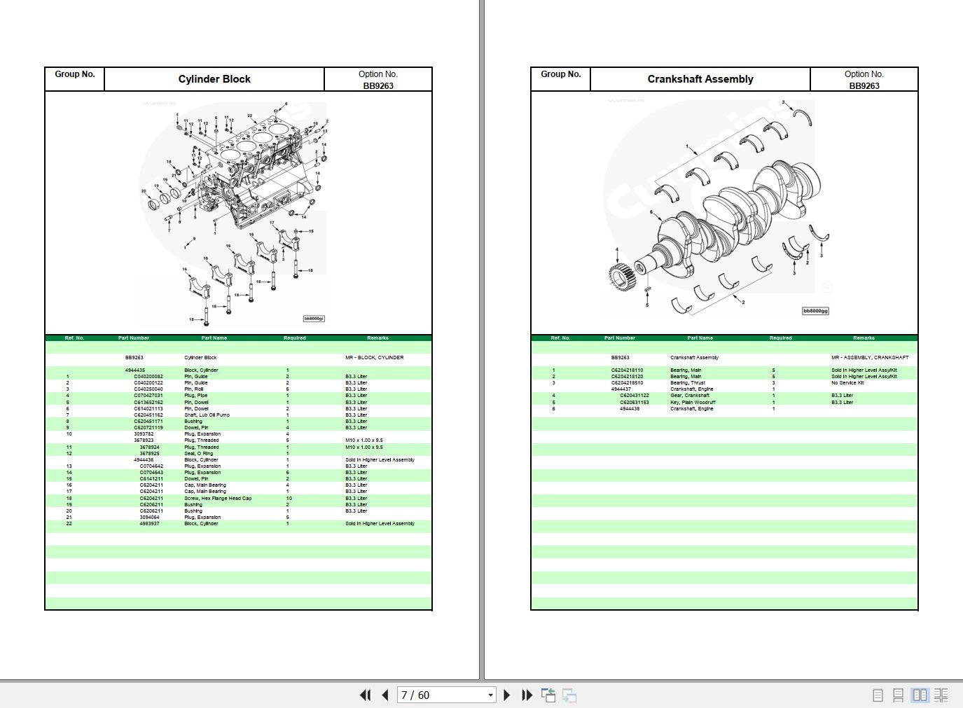 Cummins Engine BTAA3.3-C80 Spare Parts Catalog Z07-554-5