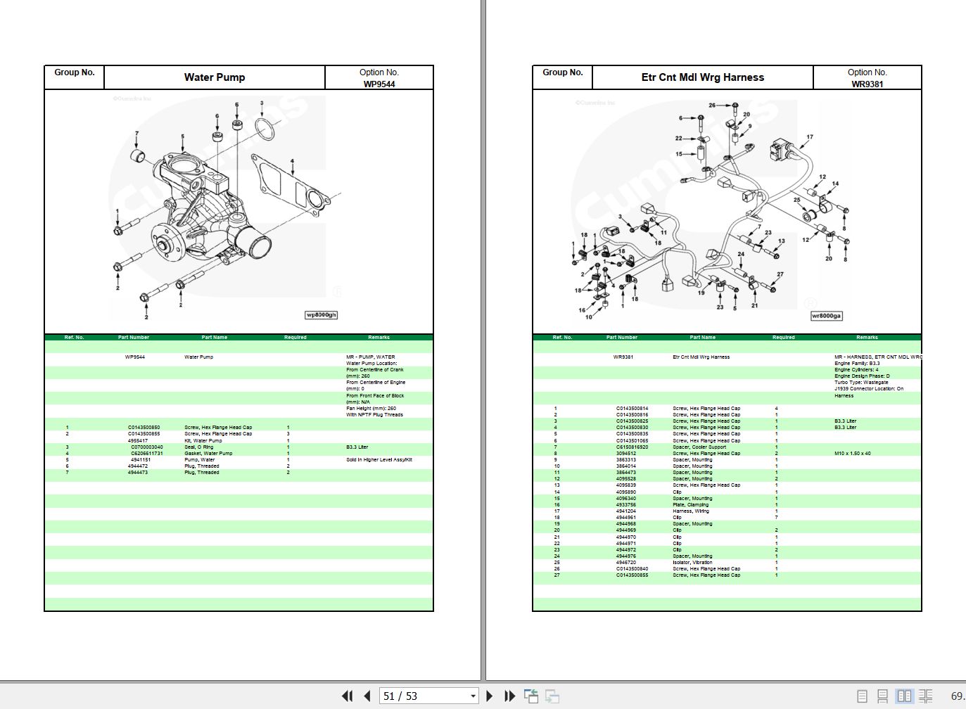 Cummins Engine QSB3.3C99 Spare Parts Catalog Z06686