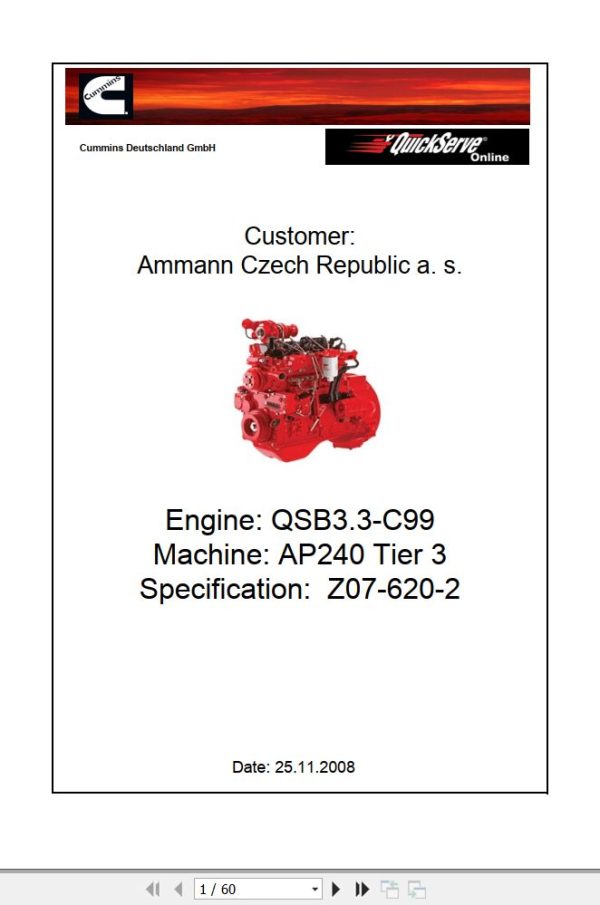 Cummins Engine QSB3.3C99 Spare Parts Catalog Z076202