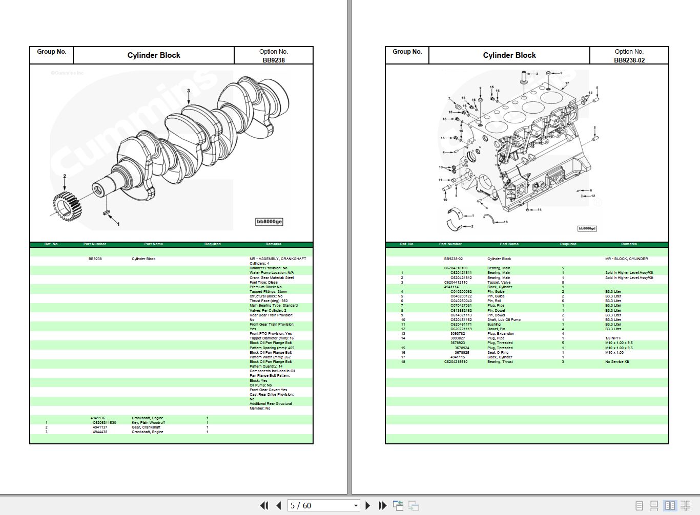 Cummins Engine QSB3.3C99 Spare Parts Catalog Z076202