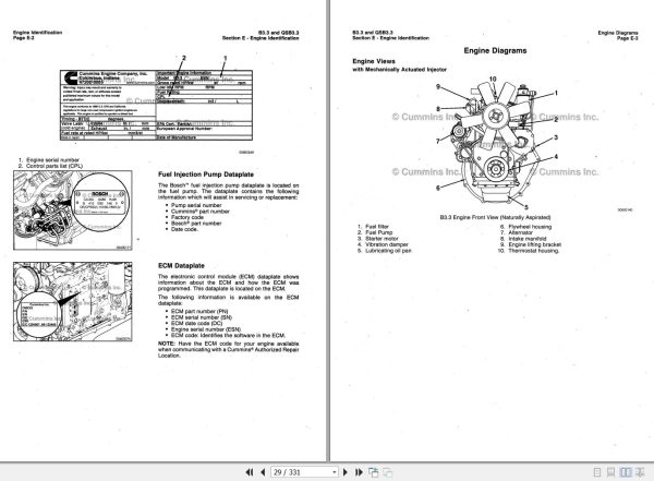 Cummins Engine QSB3.3 CM2150 B3.3 Operation and Maintenance Manual 2010 2