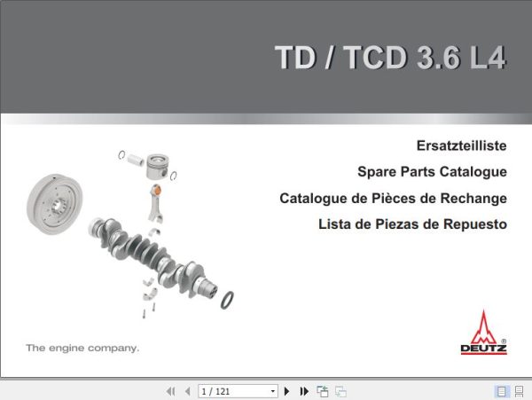 Deutz Engine TD 3.6 L4 TCD 3.6 L4 Spare Parts Catalog EN 1
