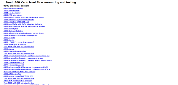 Fendt Fendias Wiring Diagram Position of Components Measuring Testing Fault Code Calibration Document 6292b9852dfe3b880