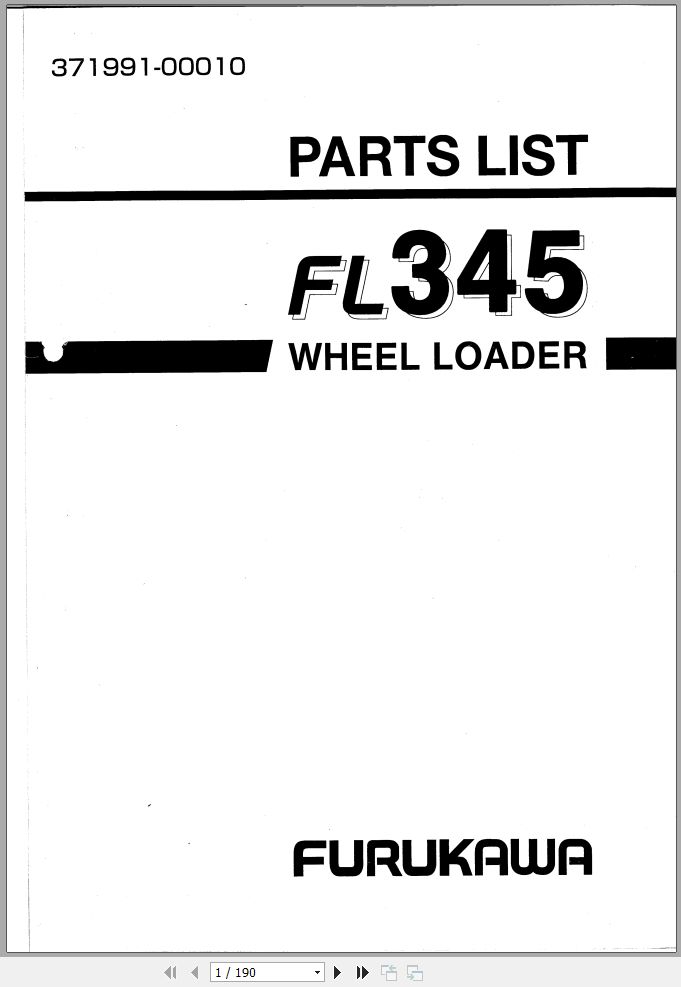 Furukawa Wheel Loader FL345 Parts List 1