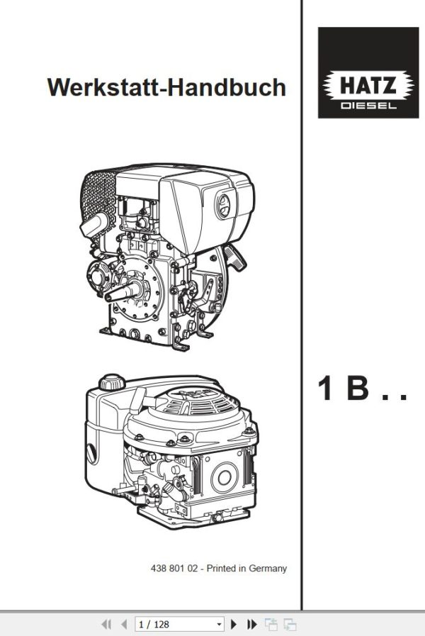 Hatz Engine 1B20 1B30 1B40 Workshop Manual and Diagram 43820102 DE 1