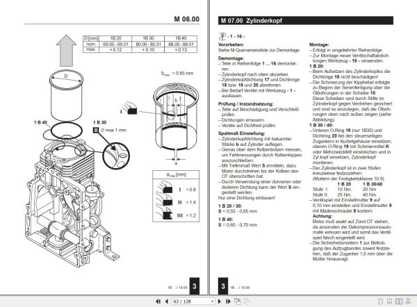 Hatz Engine 1B20 1B30 1B40 Workshop Manual and Diagram 43820102 DE 2