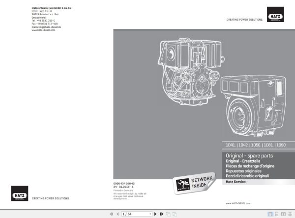Hatz Engine 1D41 1B42 1D50 1D81 1D90 Spare Parts Catalog 1