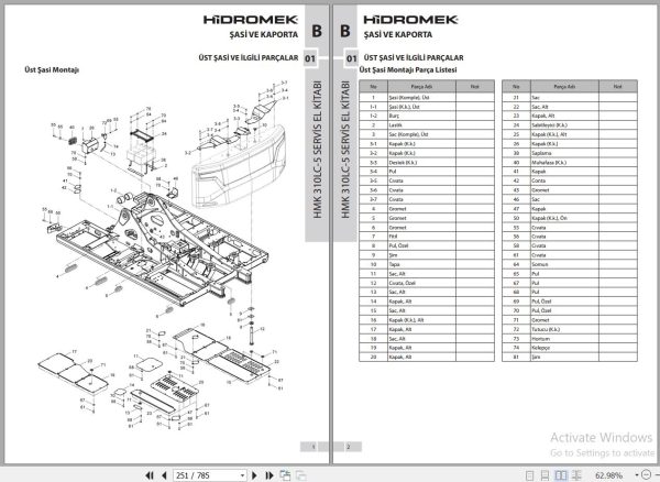 Hidromek Excavator HMK 310LC 5 Stage 5 Service Manual and Diagram REV01 TR 2