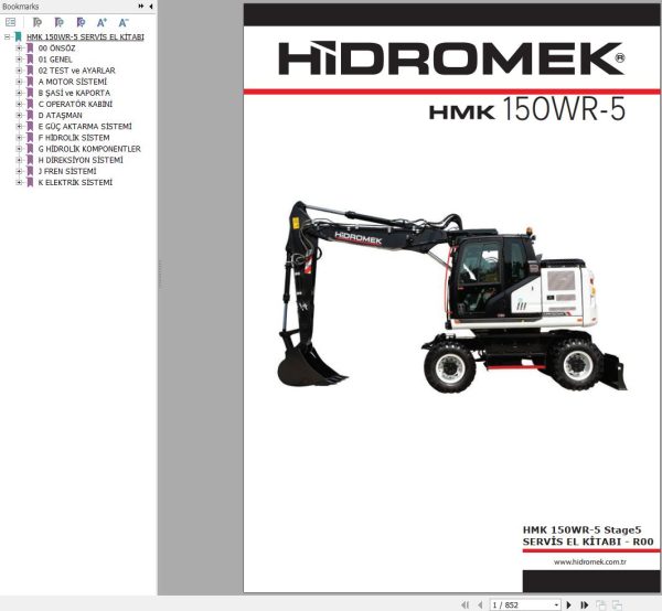 Hidromek HMK 150WR 5 Stage 5 Service Manual Electric and Hydraulic Schematic REV00 TR 1
