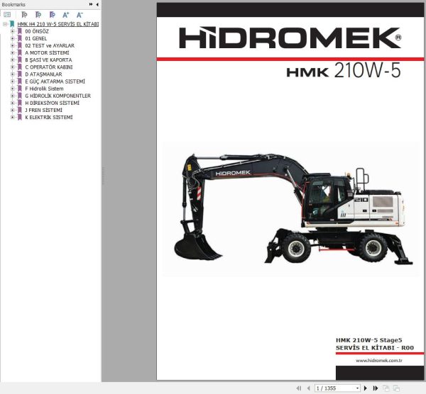 Hidromek HMK 210W 5 Stage 5 Service Manual Electric and Hydraulic Schematic REV00 TR 1