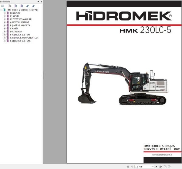 Hidromek HMK 230LC 5 Stage 5 Service Manual Electric and Hydraulic Schematic REV02 TR 1