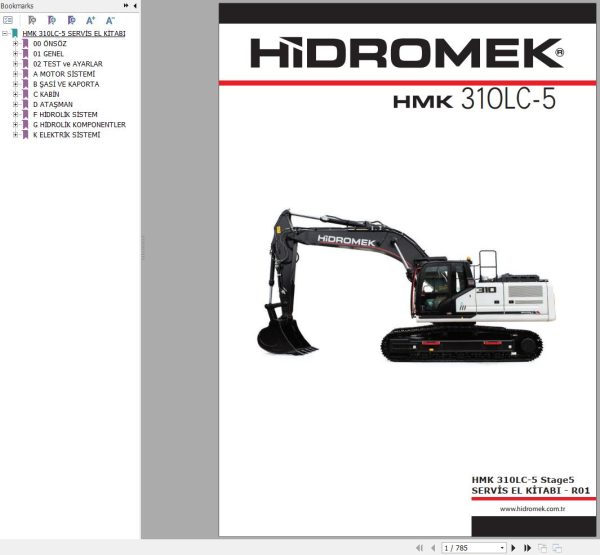 Hidromek HMK 310LC 5 Stage 5 Service Manual Electric and Hydraulic Schematic REV01 TR 1