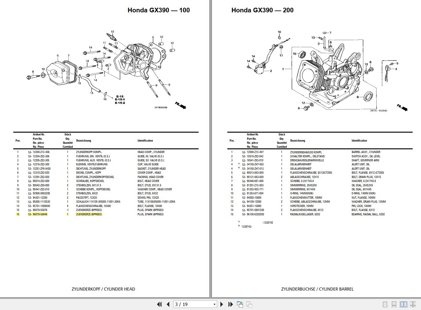 Honda Engine GX390 Spare Parts Catalog EN DE
