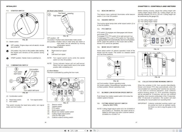 Iseki Front Mowers SF544 SF551 Operators Manual 1809 912 102 3 EN 2