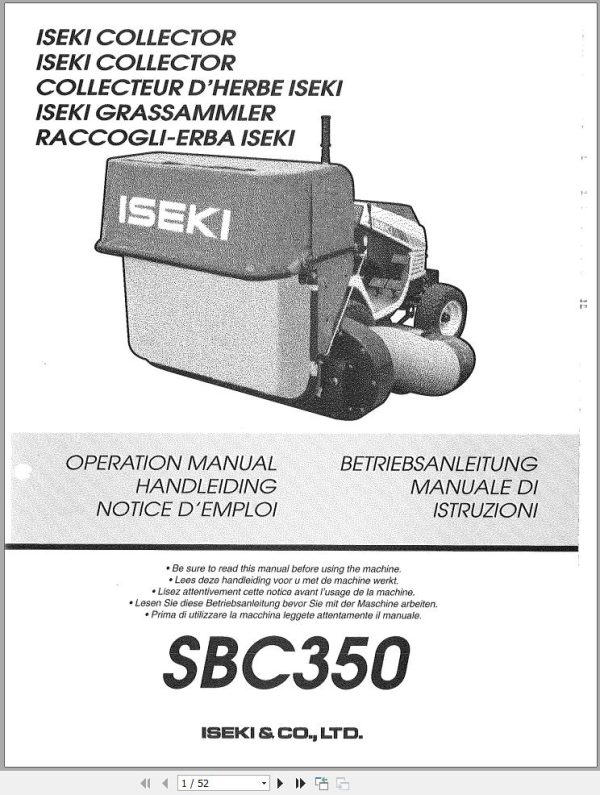 Iseki Lawn Mowers SG13 SG15 SG17 SF300 SF330 SL14 Operators Manual and Diagram 3