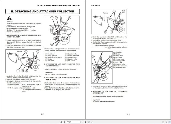 Iseki Lawn Mowers SXG15 Operators Manual and Diagram 0807 01 400 3