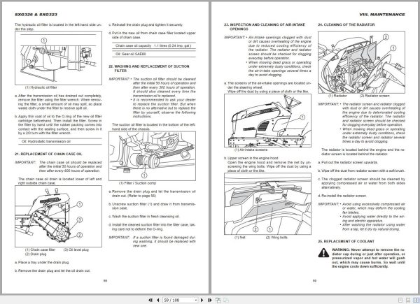 Iseki Lawn Mowers SXG323 SXG326 Operators Manual and Diagram 3
