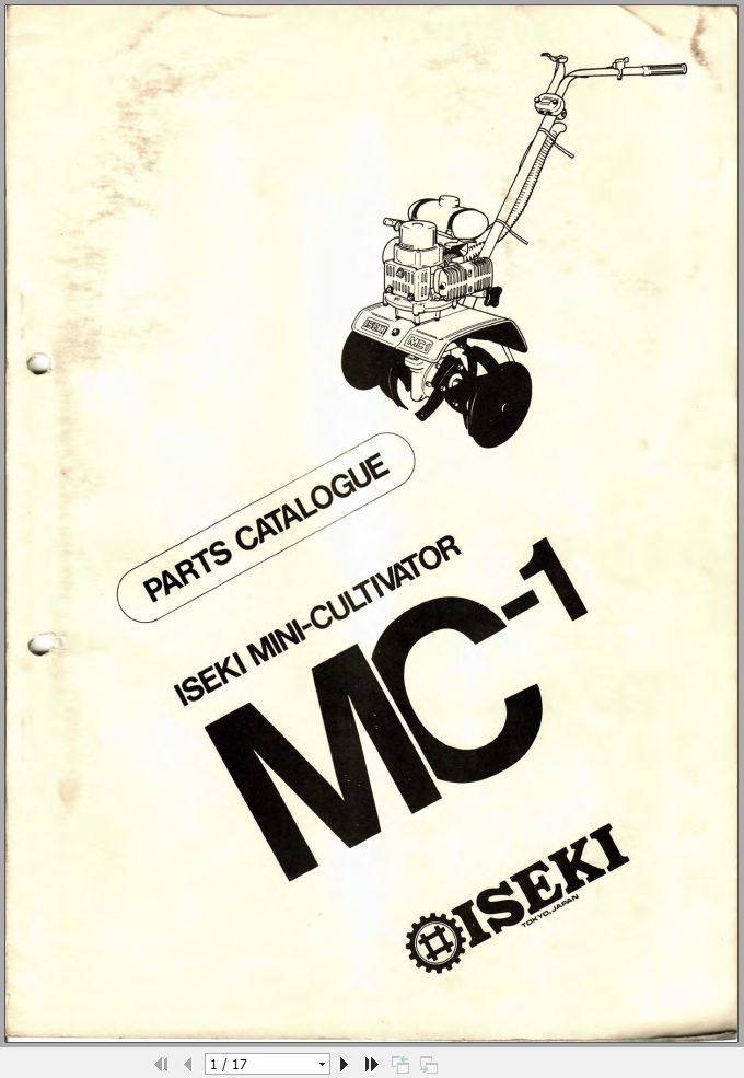 Iseki Mini Cultivator MC1 Parts Catalog 1