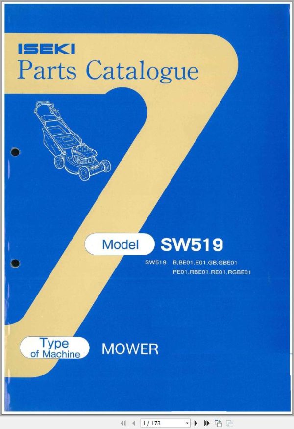 Iseki Mower SW519 Parts Catalog 2503 098 100 10 1