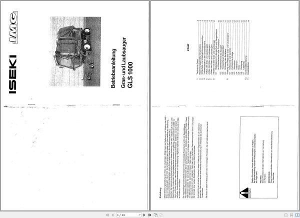 Iseki Tractor SF300 SF330 Operators Manual and Diagram 2