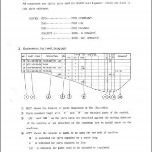 Iseki Tractor SG133 Parts Catalog 1593 097 110 0A 1