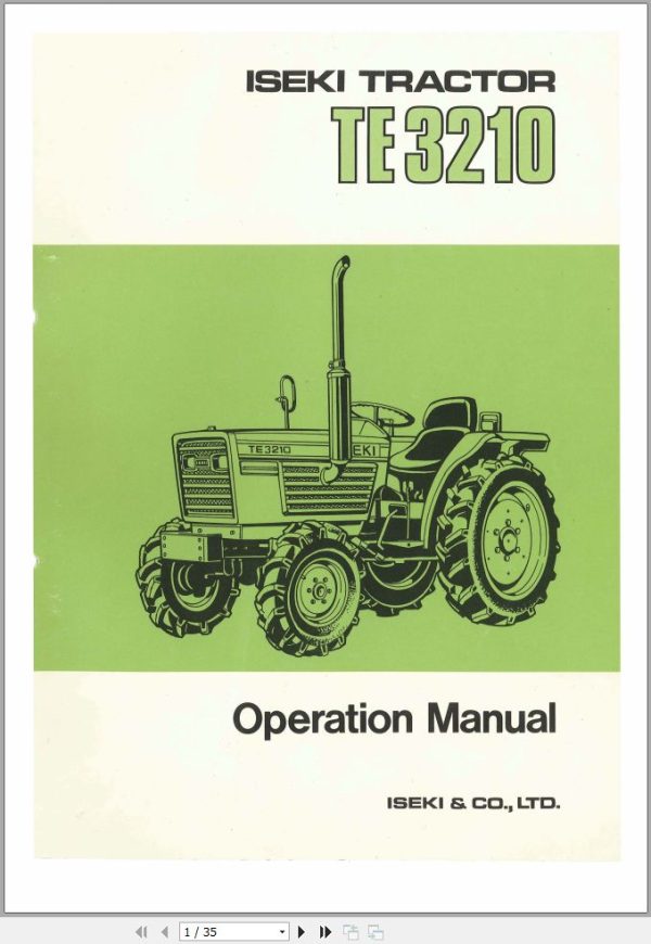 Iseki Tractor TE3210 Operators Manual and Diagram TE32OM8210710000 1