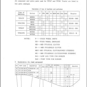 Iseki Tractor TF317 TF321 Parts Catalog 1620 097 100 0A 1