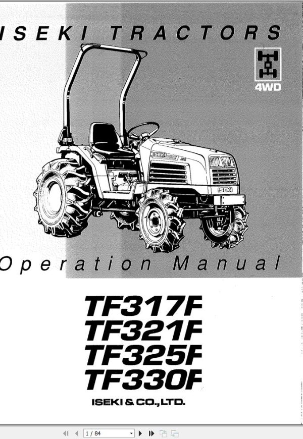 Iseki Tractor TF317 TF321 TF325 TF330 Operators Manual 9711 03 300 1