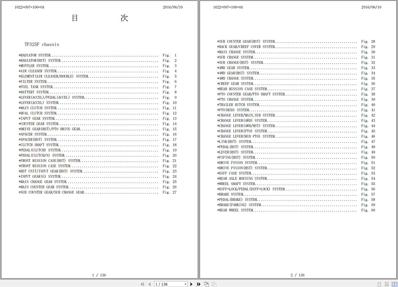 Iseki Tractor TF325F Parts Catalog 1