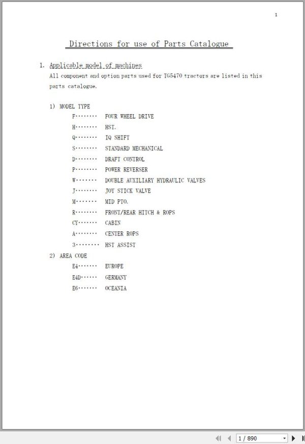 Iseki Tractor TG5470 Parts Catalog 1748 097 100 20 1